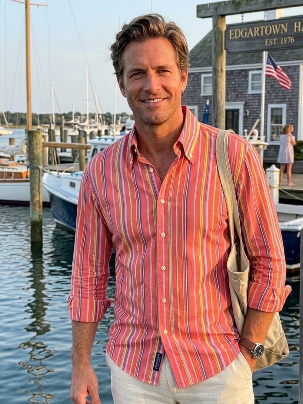 J. McLAUGHLIN STRIPED BUTTON DOWN SHIRT $168 RETAIL
